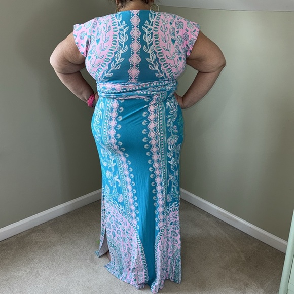 Elegant Blue and Pink Lilly Pulitzer Maxi Dress - Picture 5 of 6